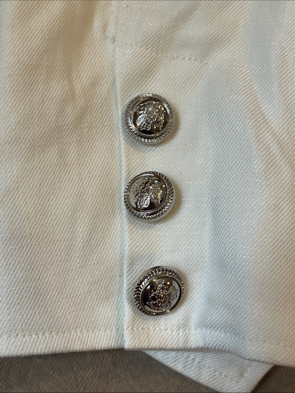 AS by DF Ivory Blazer Jacket Silver Button  Size Small Linen Tailored - Picture 14 of 14